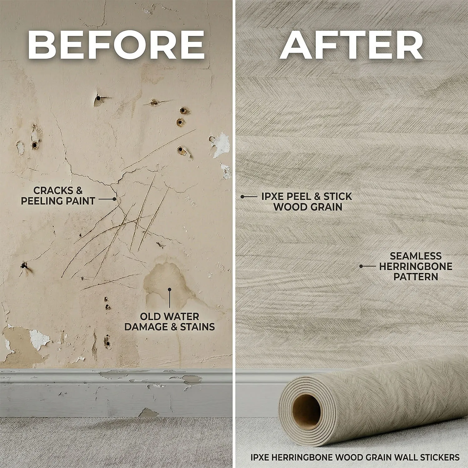 

3m × 40cm Thickened Wood Grain Home Decoration Wall Sticker, Self-Adhesive for Living Room Bedroom Floor & Ceiling Decoration