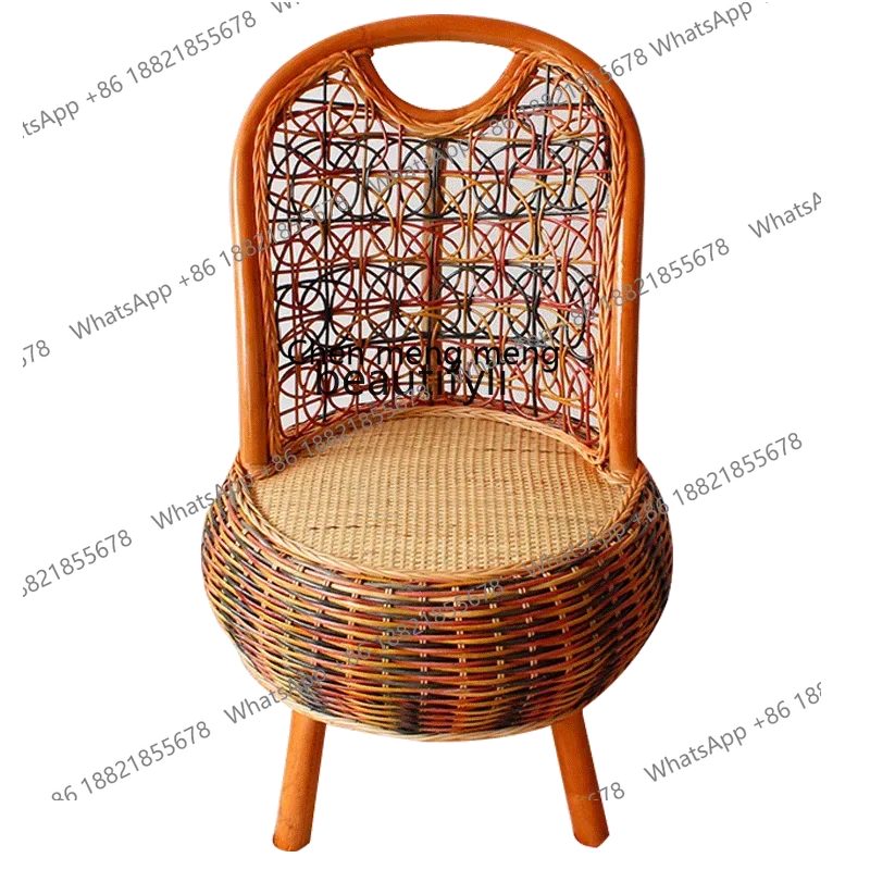 

xz1Real Rattan Woven Leisure Chair Balcony Small Seat Armchair Household Small Bench Stool Shoe Changing Stool