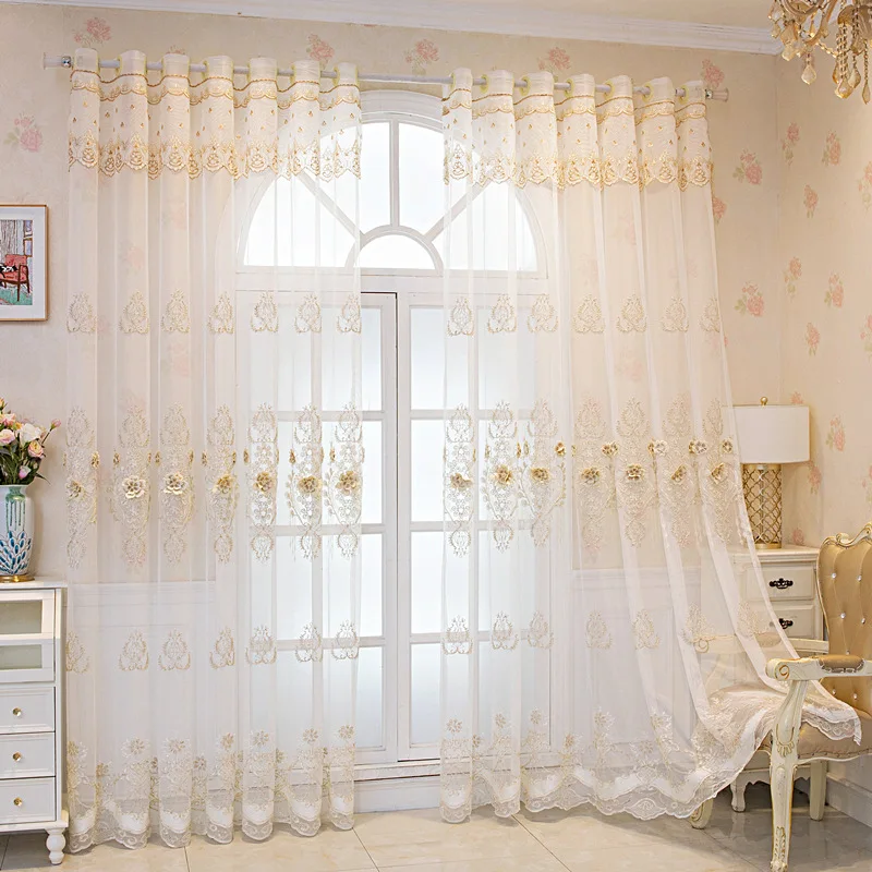 

High-end European Style Luxury Embroidered Window Screen Bedroom Living Room Balcony Bay Window Screen Curtain Blackout Curtain