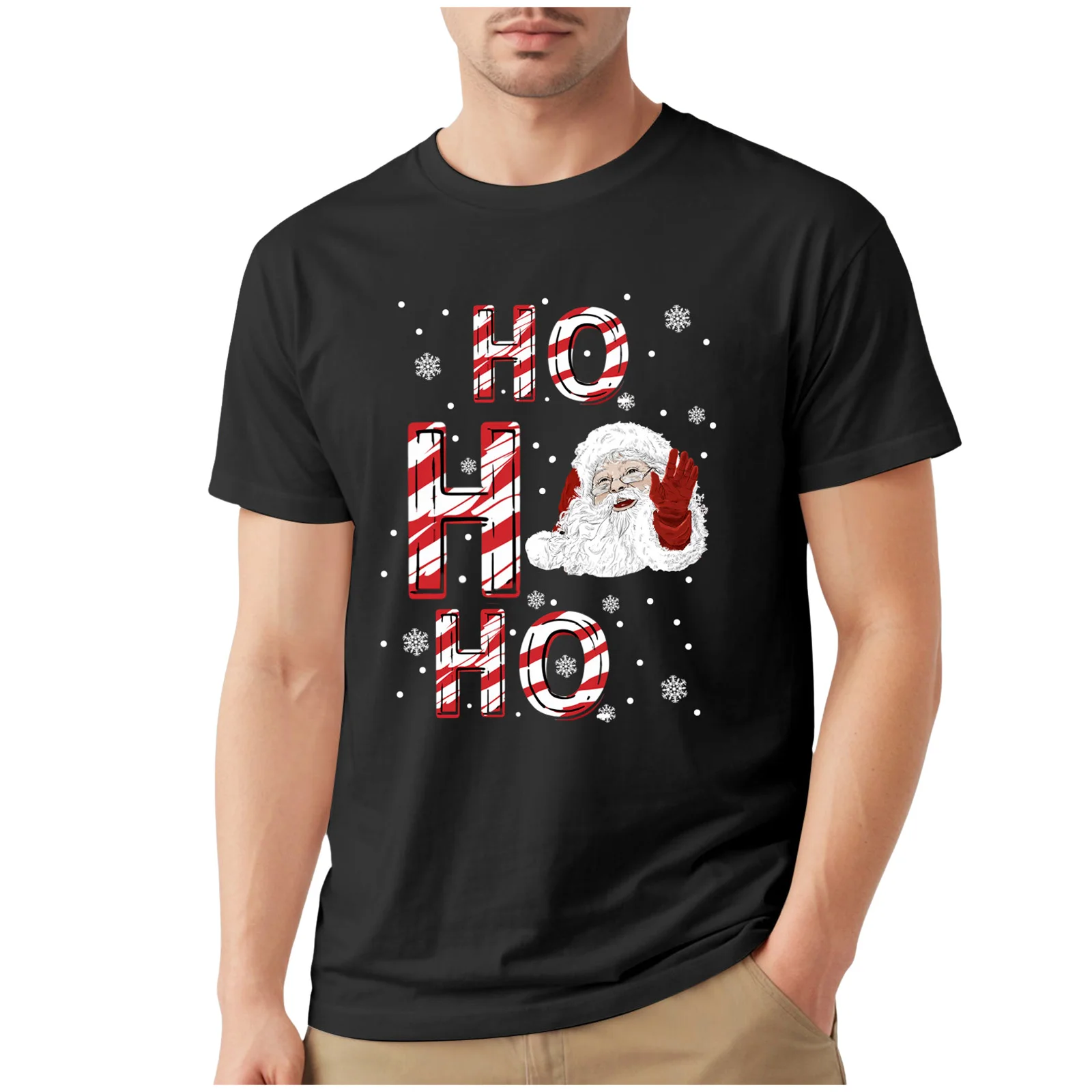 الرجال القمصان المتوسطة الرجال مطاطا طاقم الرقبة تي شيرت قصيرة الأكمام أعلى عيد الميلاد مهرجان سعيد مشرق عارضة قصيرة الأكمام قمم الرجال #1