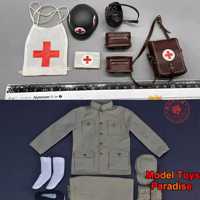 

1/6 Scale Soldier Light Green Combat uniform Medical Equipment Accessories Fit 12inch Action Figure Body