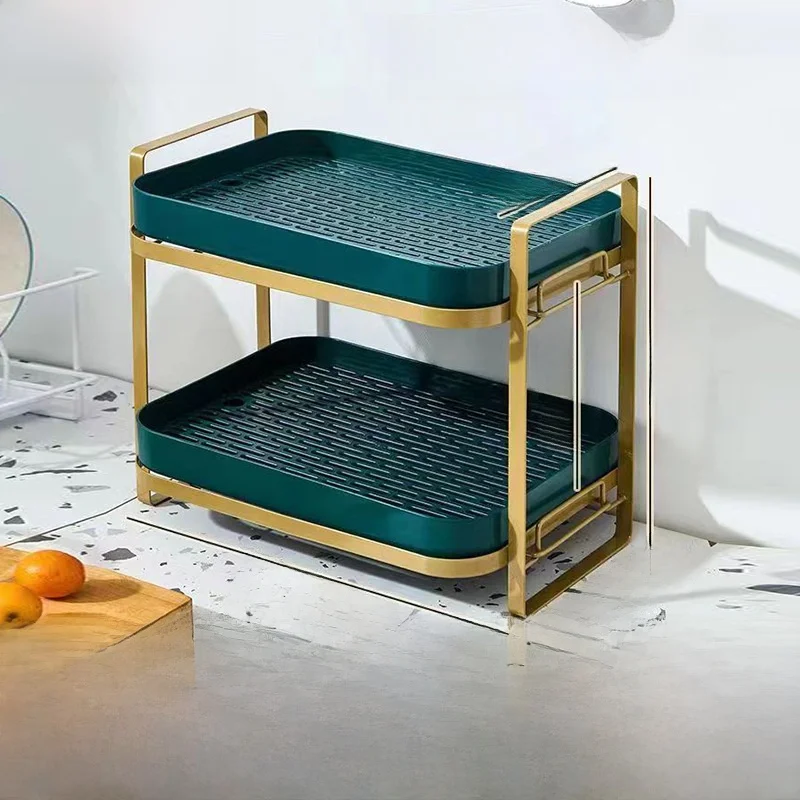 

Новая двухуровневая подставка для чайных чашек с поддоном, полка для хранения под раковиной, органайзер для чайников и чашек, кухонный органайзер для хранения, не требует установки.