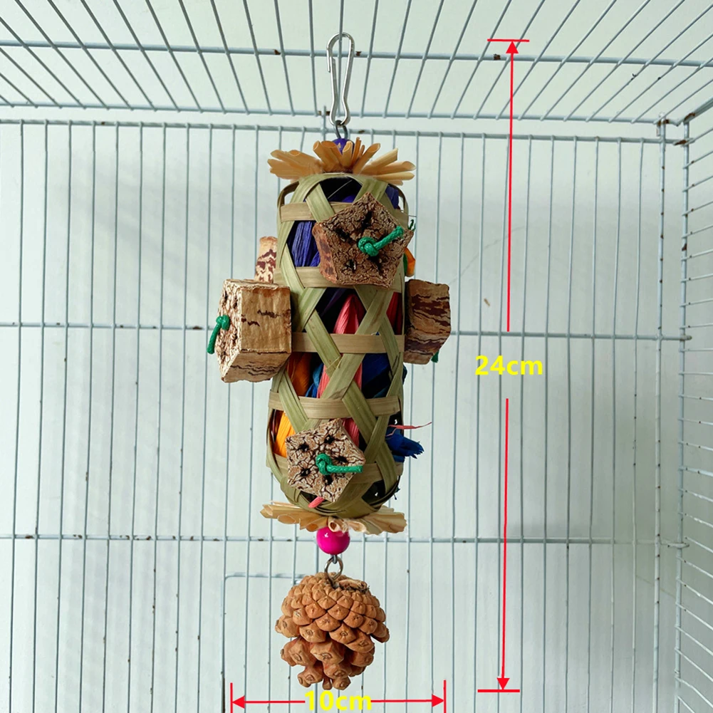 앵무새 걸이식 물기 나무 다채로운 파쇄 주름 앵무새 씹기 장난감, 자연 포징 솔라, Conures 앵무새 앵무새 앵무새