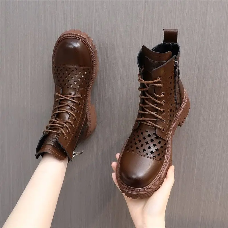 Leather Hollow-Out Women's Shoes Spring And Summer High Quality New Outdoor Fashion Personality Versatile Breathable Single Shoe