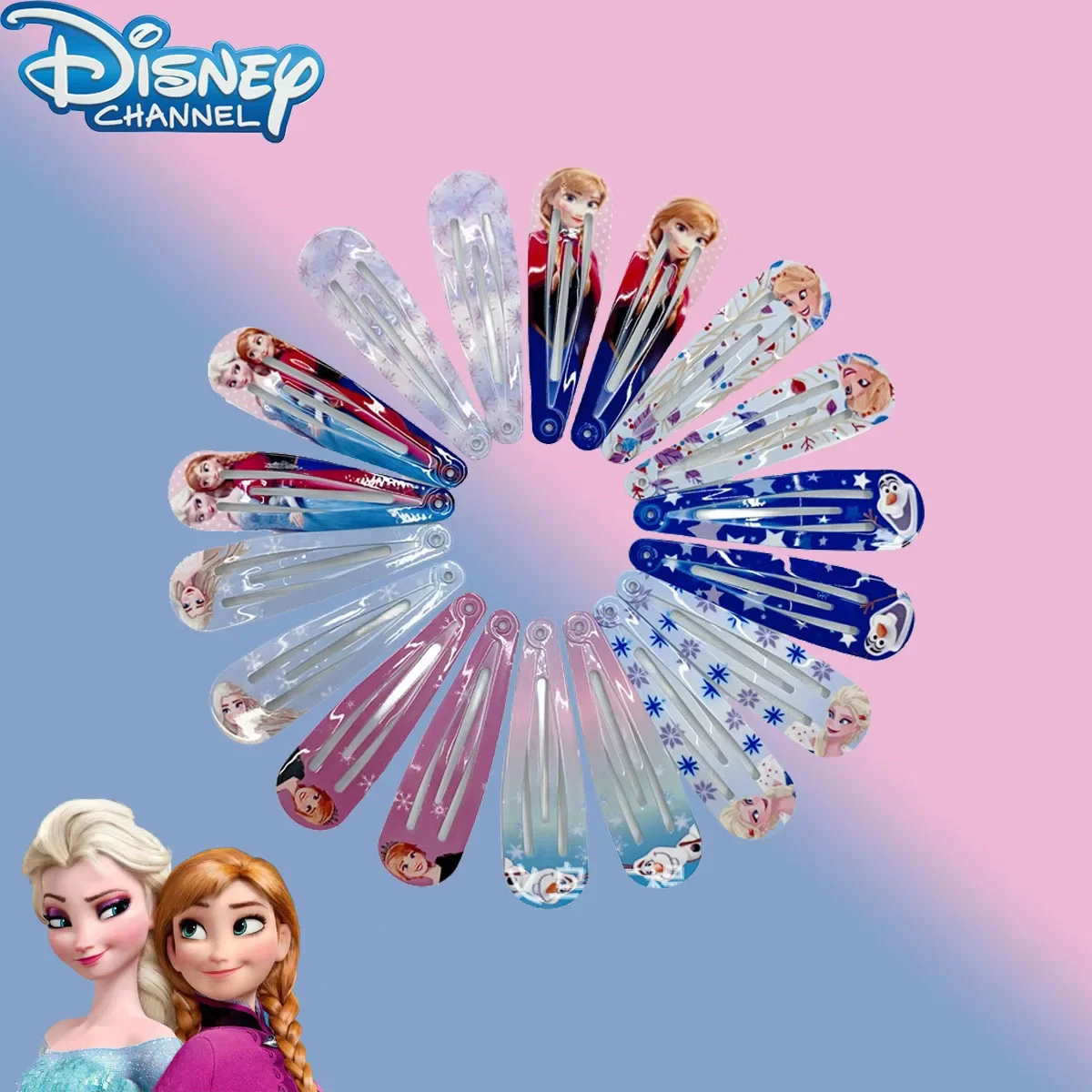 5/10 Uds. Pinza para el pelo de Frozen Elsa de Disney, accesorios para el cabello con estampado Digital de 4,8 cm, decoración para el cabello para niñas, regalos de cumpleaños