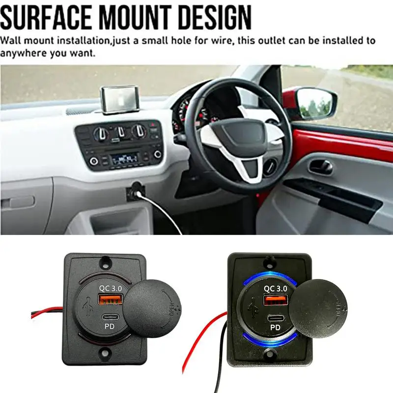 Fast Car Phone Charger High-speed Car Charger Square Sliding Cover Auto Charger 18WPD USBQC3.0PD For SUV RV Truck Use