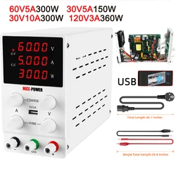 Fuente de alimentación regulada de laboratorio, regulador de voltaje ajustable, estabilizador, fuente de Banco de conmutación, 30V, 10A, 60V, 5A, CC, 220V/110V