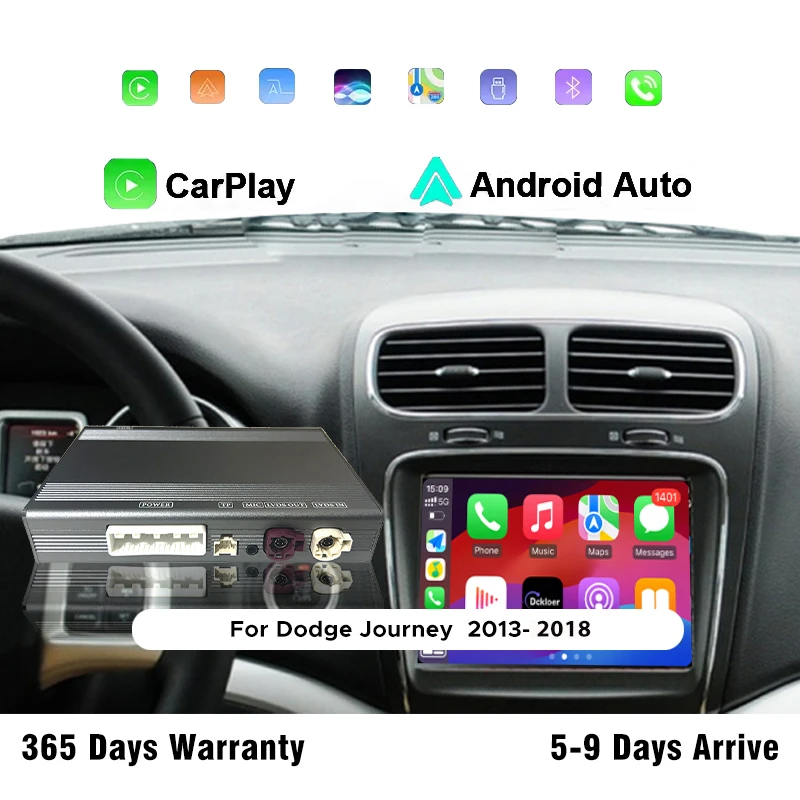 Wireless CarPlay Android Auto for Dodge Journey 2013-2018 | Fast Boot 3s | Retain OEM Buttons | Screen Mirroring | Plug & Play