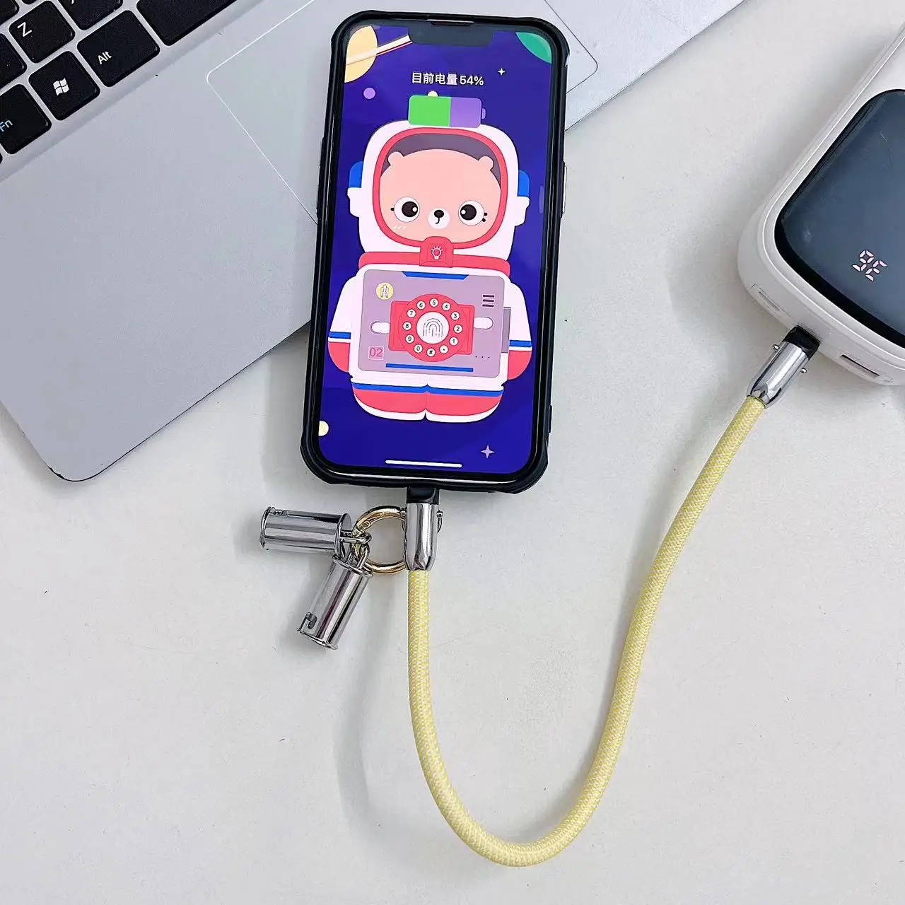 Invisible Fast Charging Cable Lanyard Cord 60W Thick Copper Wire Lightning Port Weaving Key Chain For iPhone Phone Accessaries