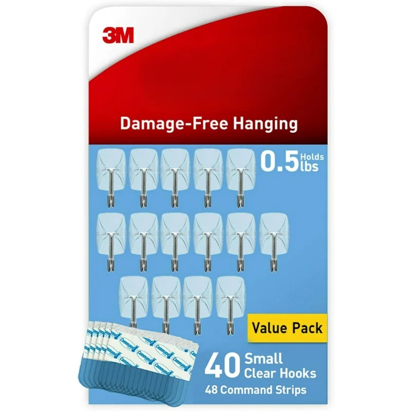 Small Wire Toggle Hooks, Damage Free Hanging Wall Hooks with Adhesive Strips