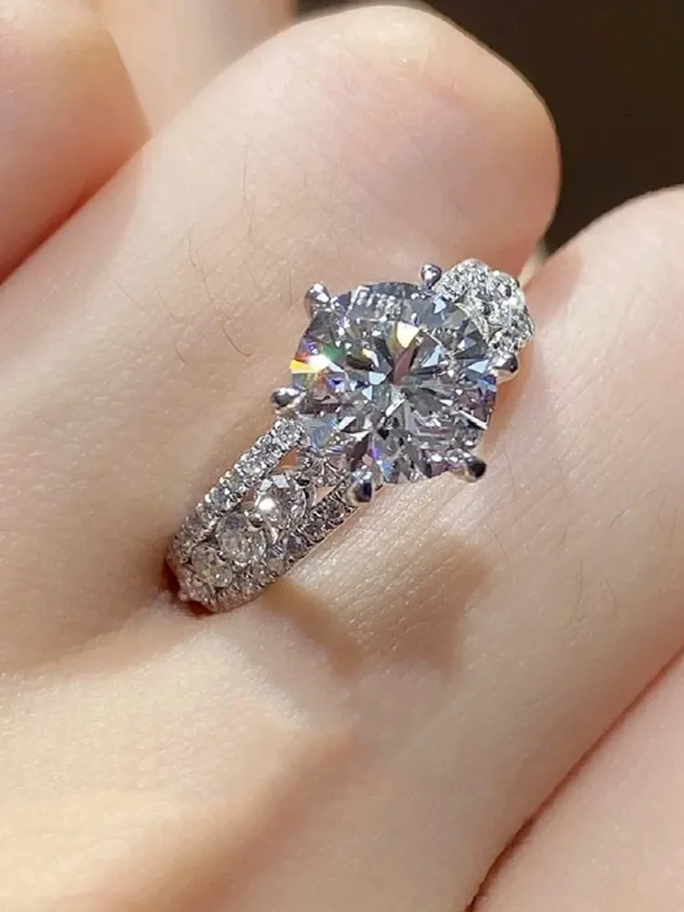 

Кольцо из стерлингового серебра 925 пробы с бриллиантом 0,0 мм, круглое белое кольцо ex, модный ювелирный аксессуар для мужчин и женщин