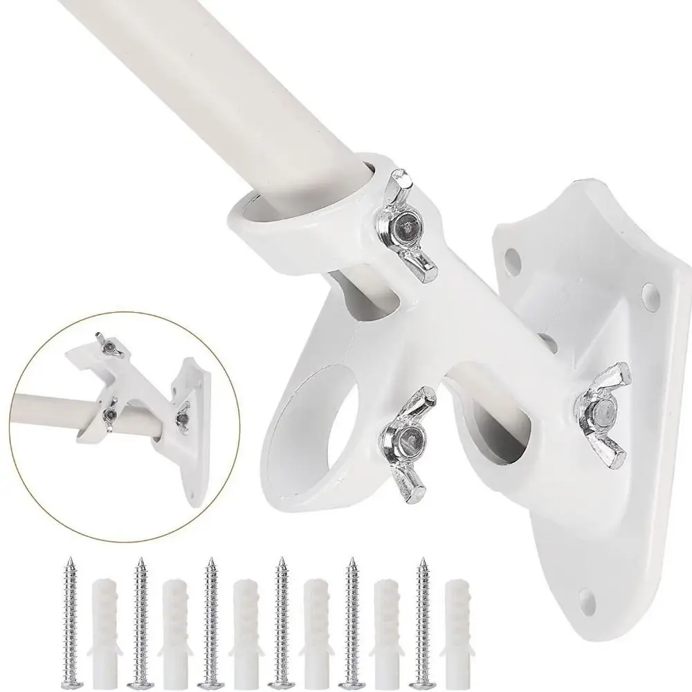 Rust Free Wall Flag Pole Holder Wall-mounted Double Hole Flagpole Bracket Multi-functional Waterproof Flagpole Display Socket