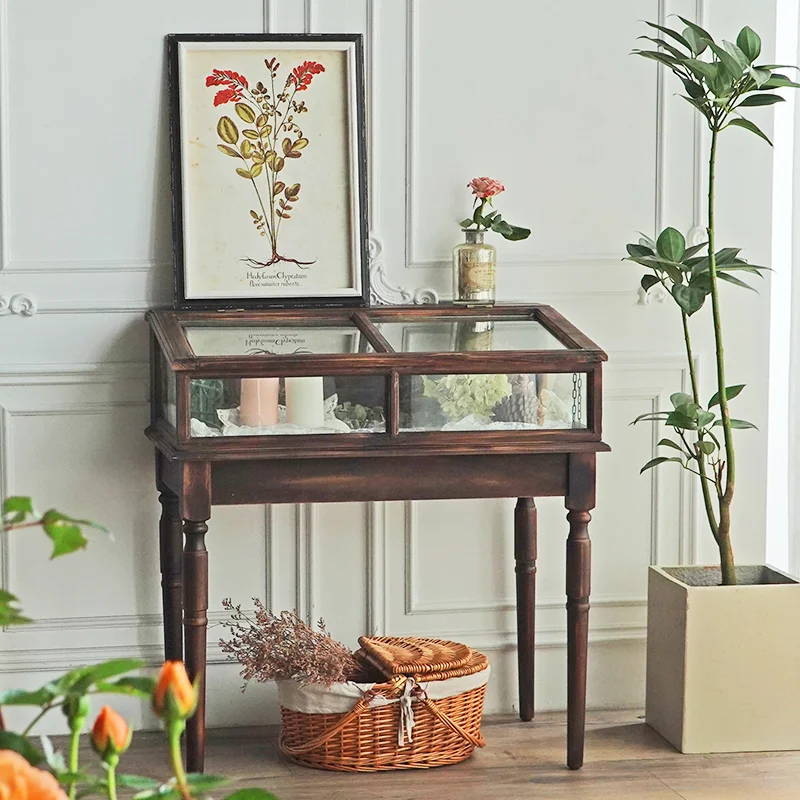 

Изготовленный на заказ стеклянный шкаф для хранения ювелирных изделий в пасторальном стиле, витрина для коммерческого магазина