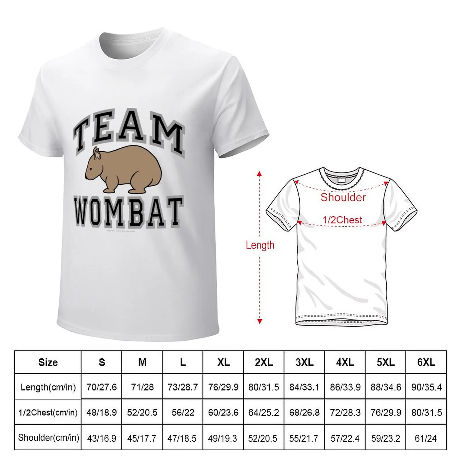 Team Wombat Logo in Black and Grey T-Shirt tees animal prinfor boys men clothing