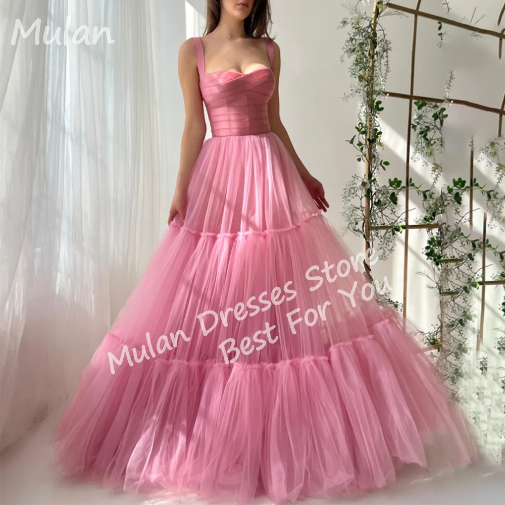 

Customized Elegant Prom Dresses for Special Occasions Tulle Square Neck Sweep Train Woman Birthday Evening Party Gala Gown 2025