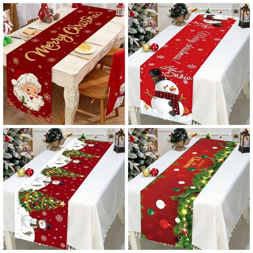 

New Santa Claus Christmas Table Runner Elk Snowman Xmas Table Flag Cover New Year Table Decor Navidad Gift