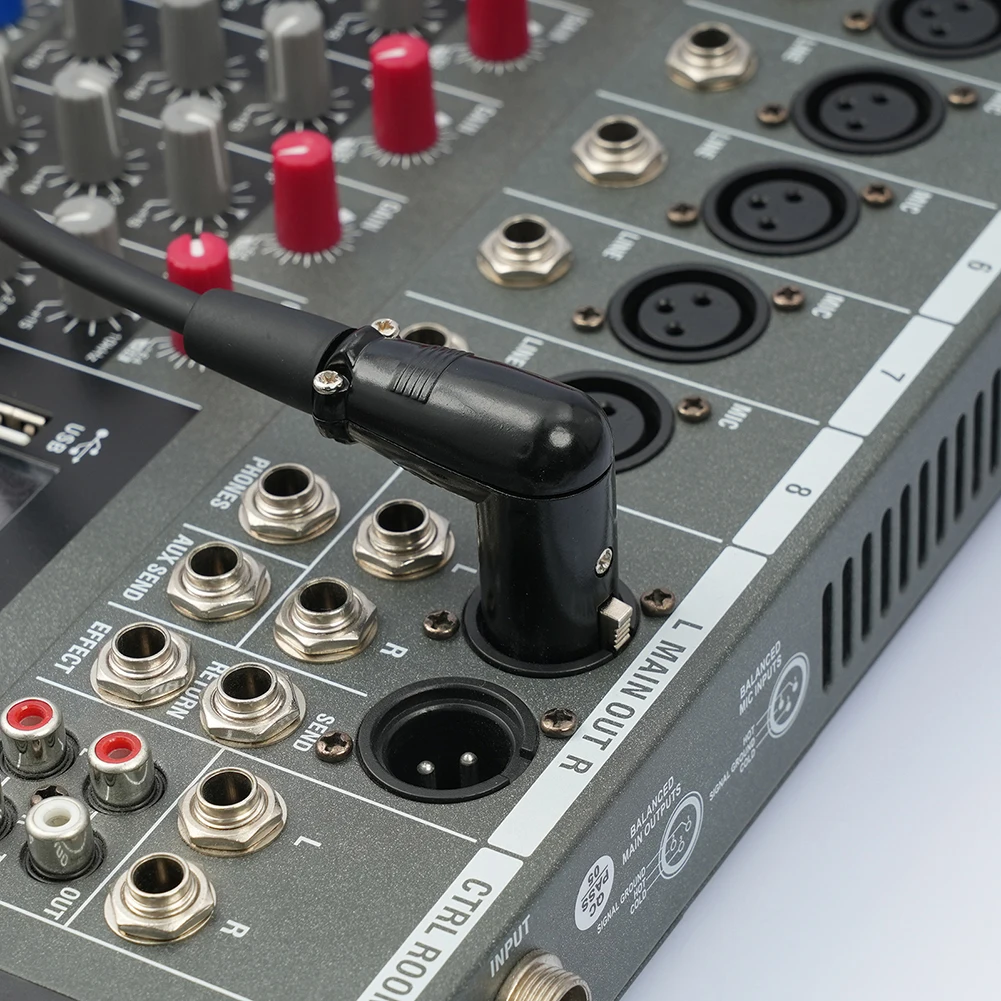 Live Performance 90 Degree XLR Cable 3-Pin XLR Adapter Self-locking Design Aluminum Foil Shielding For Amplifiers