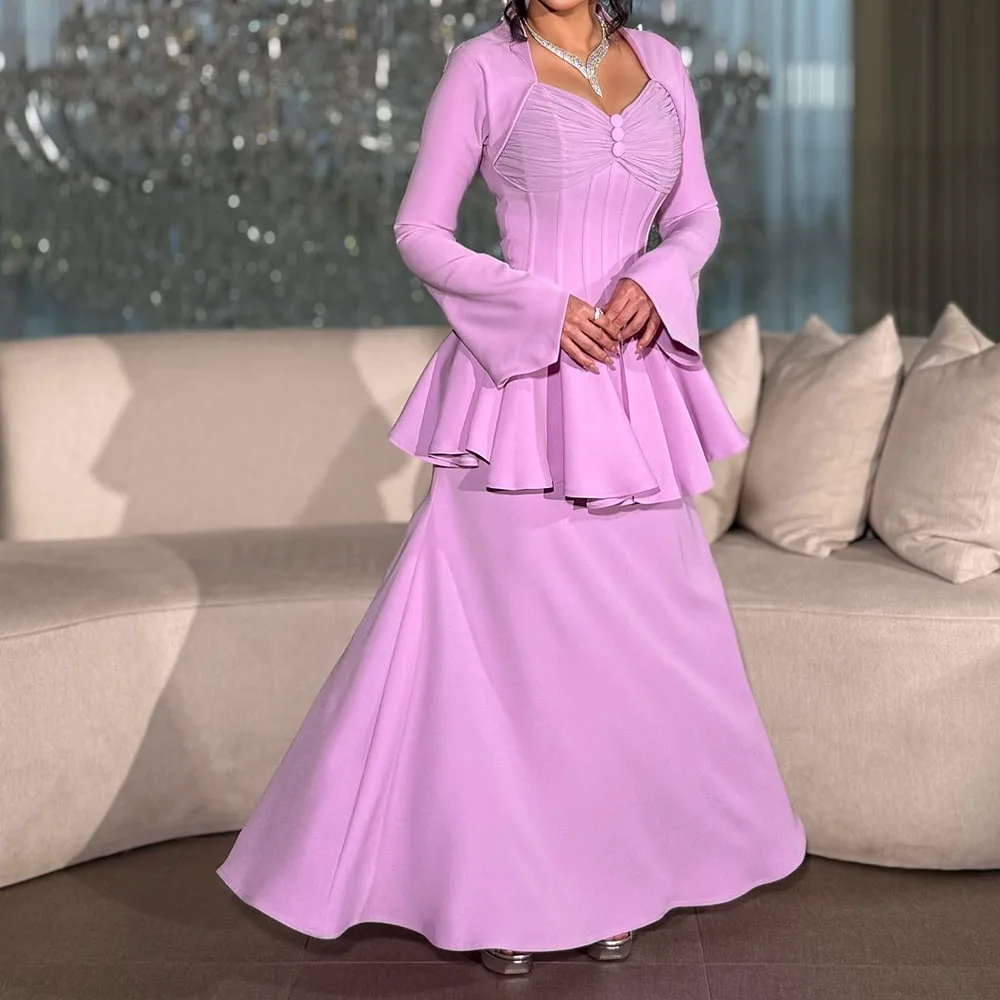 

Customized A-Line Prom Dresses Floor-Length V-Neck Full Sleeve Evening Gown Fashion Button Simple Draped Casual Party Gown