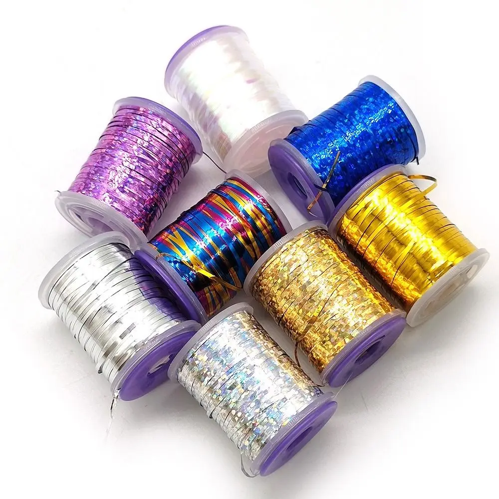 1mm Holographic Tinsel Fly Tying Flat Tinsel Flash Tape Material for Streamer Nymphs Body Ribbing Materials