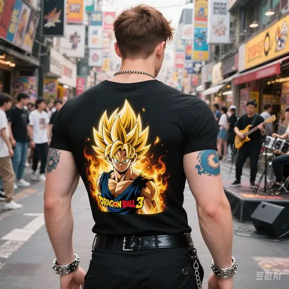 

Dragon Ball Anime Men's Cotton Slim-Fit T-Shirts in Black White Grey Red Trendy Street Style for Summer 2025 Loved By Anime Fans