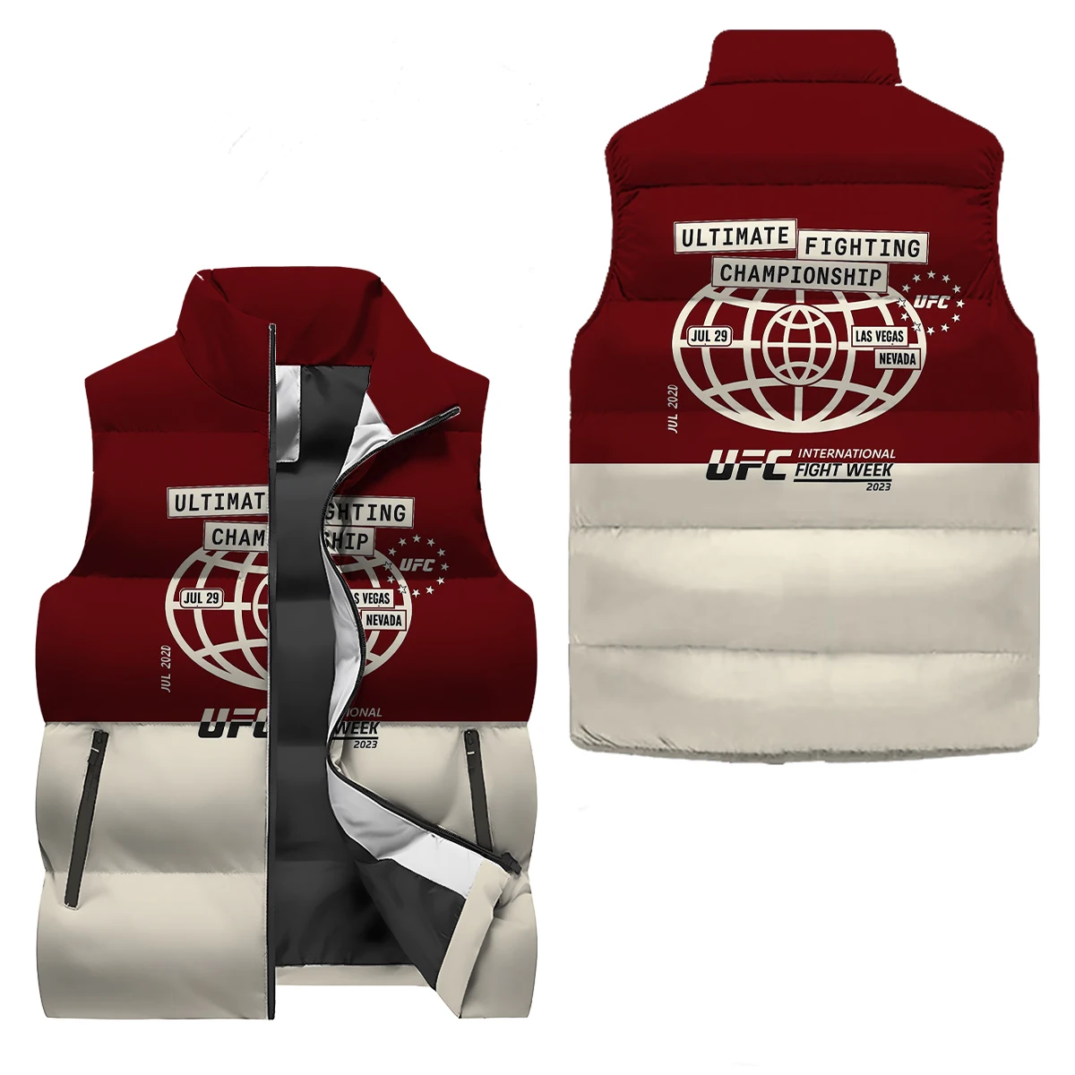 

2025UFC Winter New Collection with Velvet Thickened Zipper Vest Men's Warm Velvet Inner Anti Cold Coat Versatile Loose Shoulder