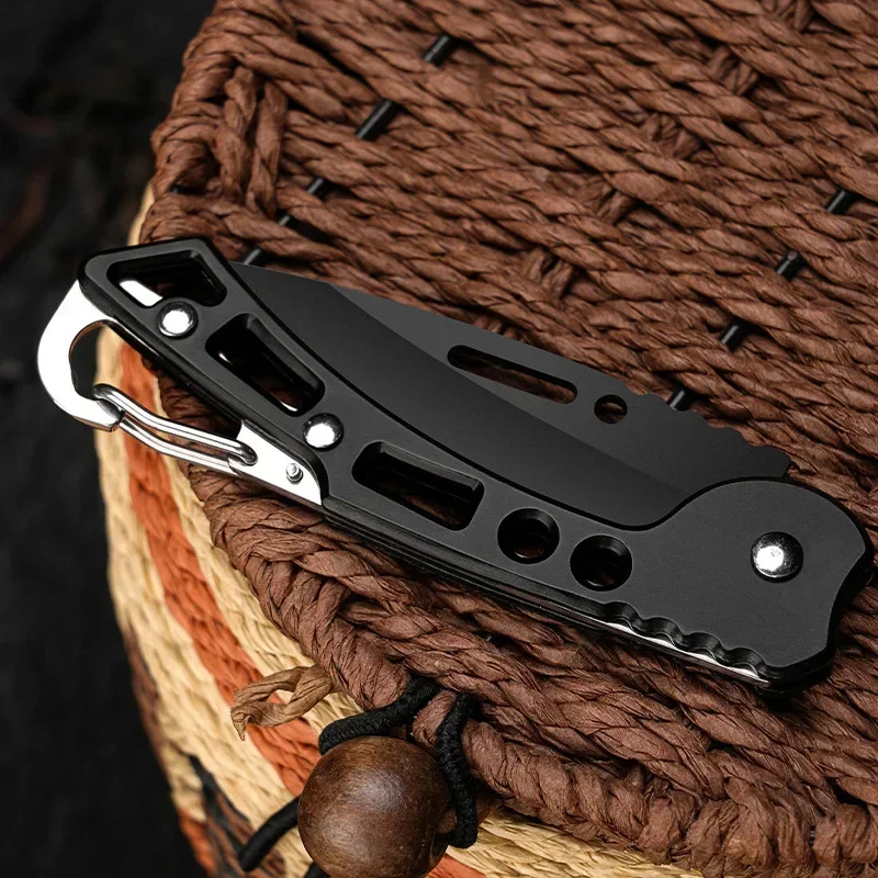 Portable Folding Pocket Knife, Stainless Steel Blade, Camping Travel Unboxing and Cutting Tool, Keychain Pendant