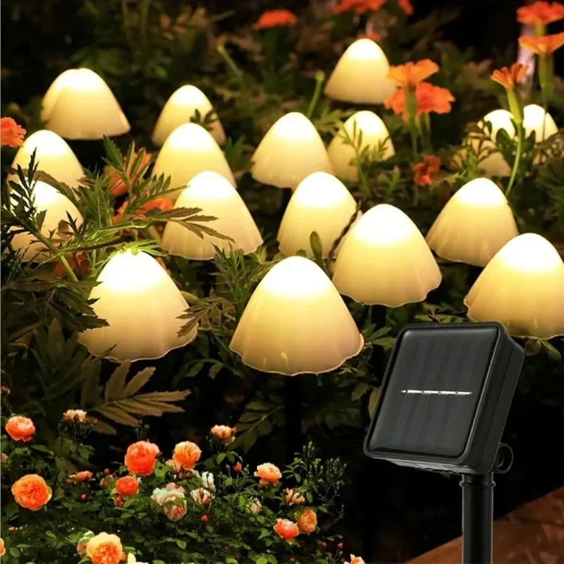 Mushroom Solar LED Lights Garden Firework Warm Lights Outdoor 10/20LED Waterproof Firefly Lawn Lamps Patio Pathway Decoration