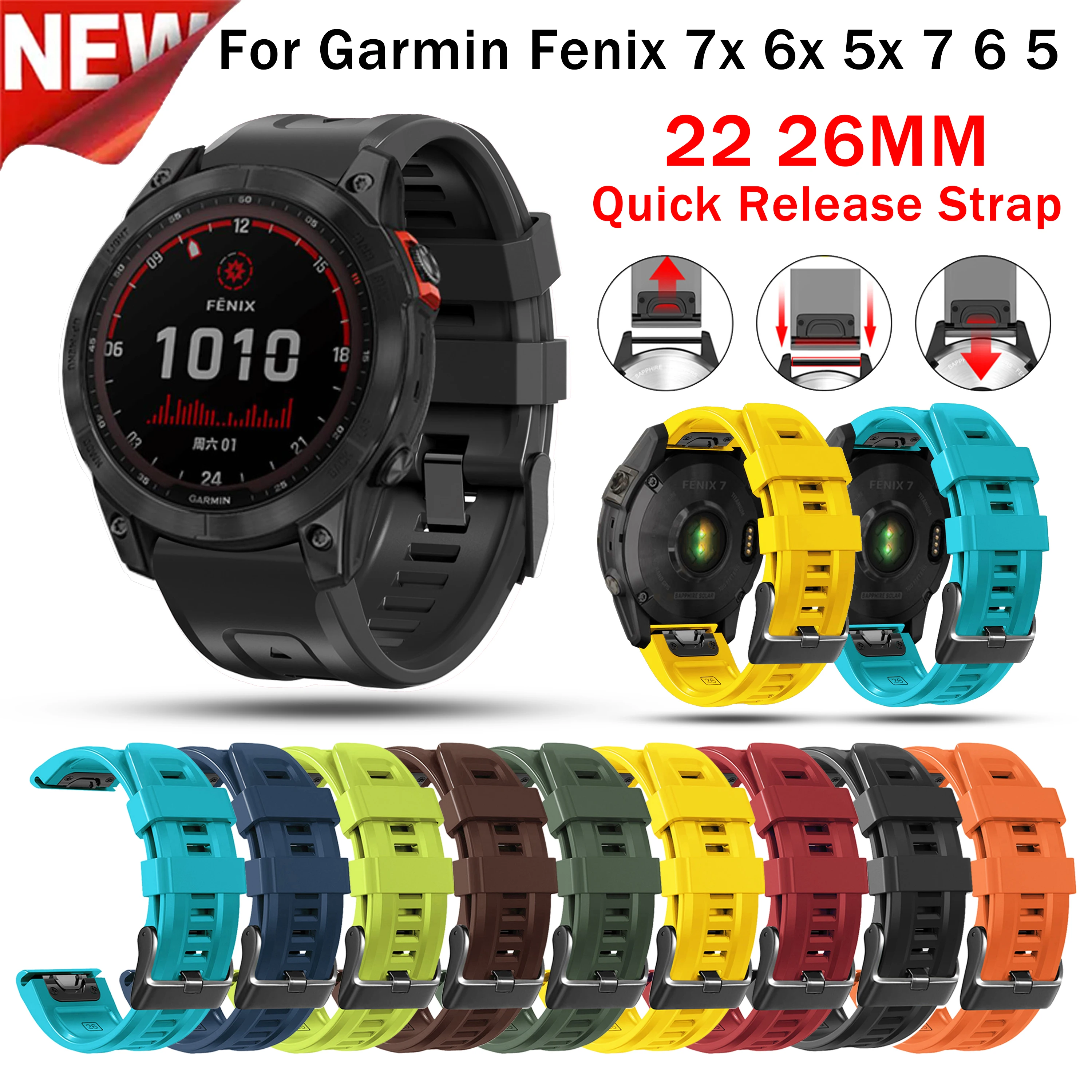 22mm 26mm cinturino per Garmin Fenix 7X 7 Smart Watch cinturino in silicone Fenix 6 6X Pro 5 5X Plus 3HR 935 cinturino da polso Quick Easyfit