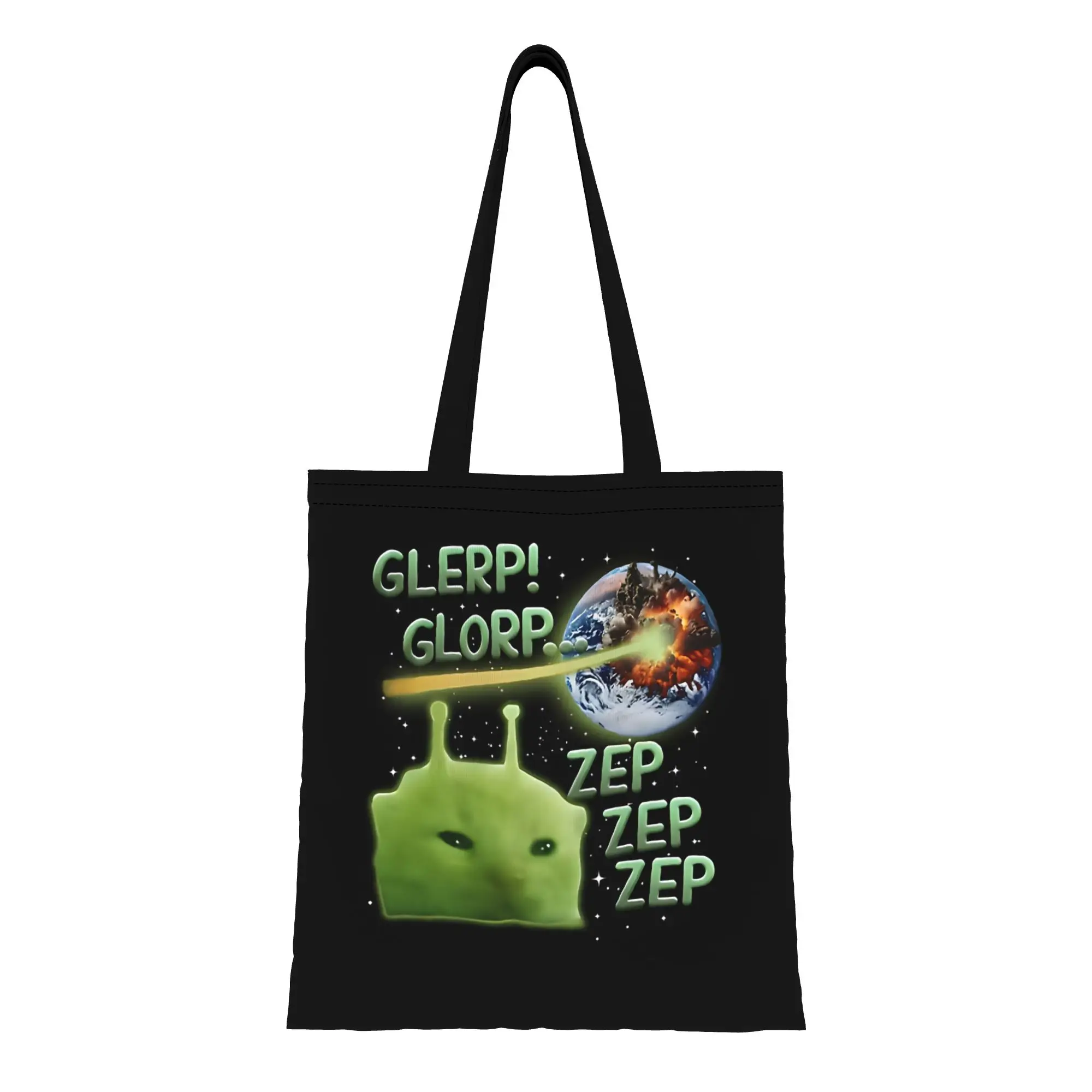 

Сумка-тоут Glerp Glorp Alien Cat Italian-Brainrot из холщовой ткани для женщин, для подарков, шопинга, путешествий, активного отдыха, прочная наплечная сумка