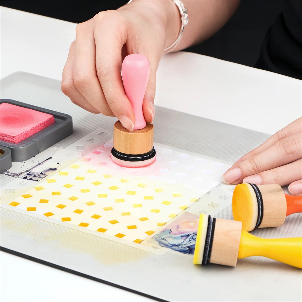 Ink Blending Tool with Foam Applicators 8pcs Ink Blending Tools 8pcs Foams 1pc Storage Box for DIY Scrapbook Stamping Craft