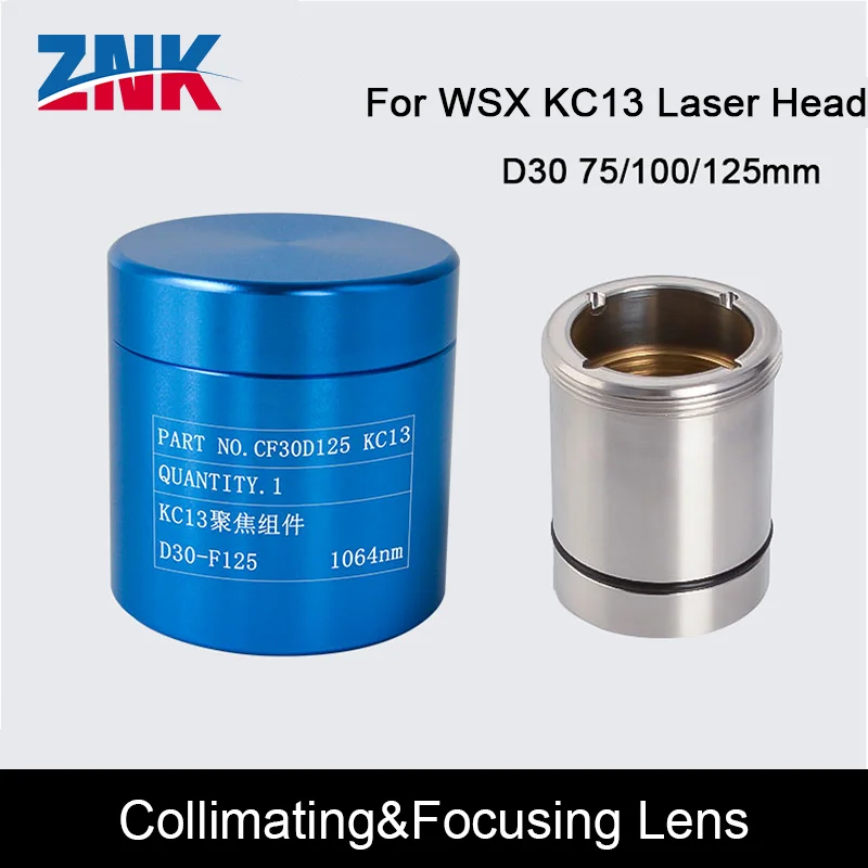 ZNK KC13 KC15 Collimating & Focusing Lens D30 F75 100 F125mm with Lens Holder for WSX Laser Head KC13 KC15