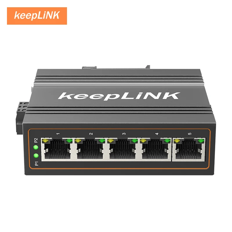 

KeepLiNK Industrial 5-Port 10/100 Mbps Ethernet Switch | DIN-Rail Mount | Wide Temperature Range -40℃ to 75℃