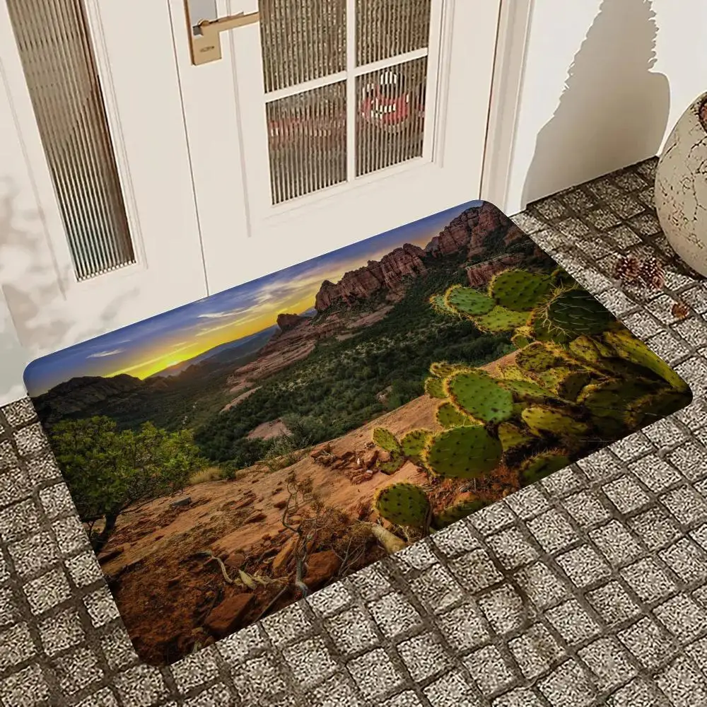 Flower Cactus Plant Floor Mat Entrance Door Mat Nordic Style Home Doormat Bathroom-Toilet Mats Bedroom Hotel Decor Mat