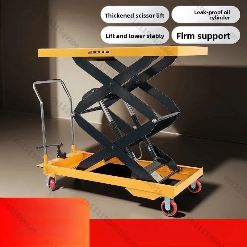Manual Hydraulic Lift Platform Car Scissor Fork Table Flat Moving Trolley Hand Push Moving Lift