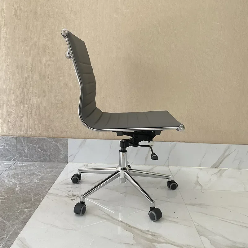 Wholesale Price Metal Frame Armless Revolving Middle Back Leather Office Chair For Reception