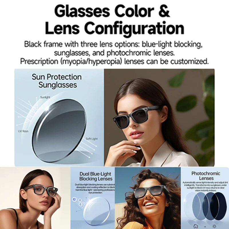 New Smart Camera Glasses Video Recording Sunglasses Voice Assistant BT Call Music Sound Record WIFI Transmission Smart Glasses