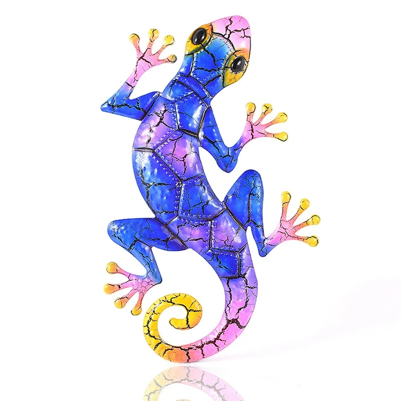 1Pc Metal Gecko Lizard Wall Art Dekoracyjna Do Domu Ogród Zewnętrzne Statuetki Rzeźby Zwierzęta Patio Trawnik Podwórko Sztuka Ścienna I Ogrodzenie