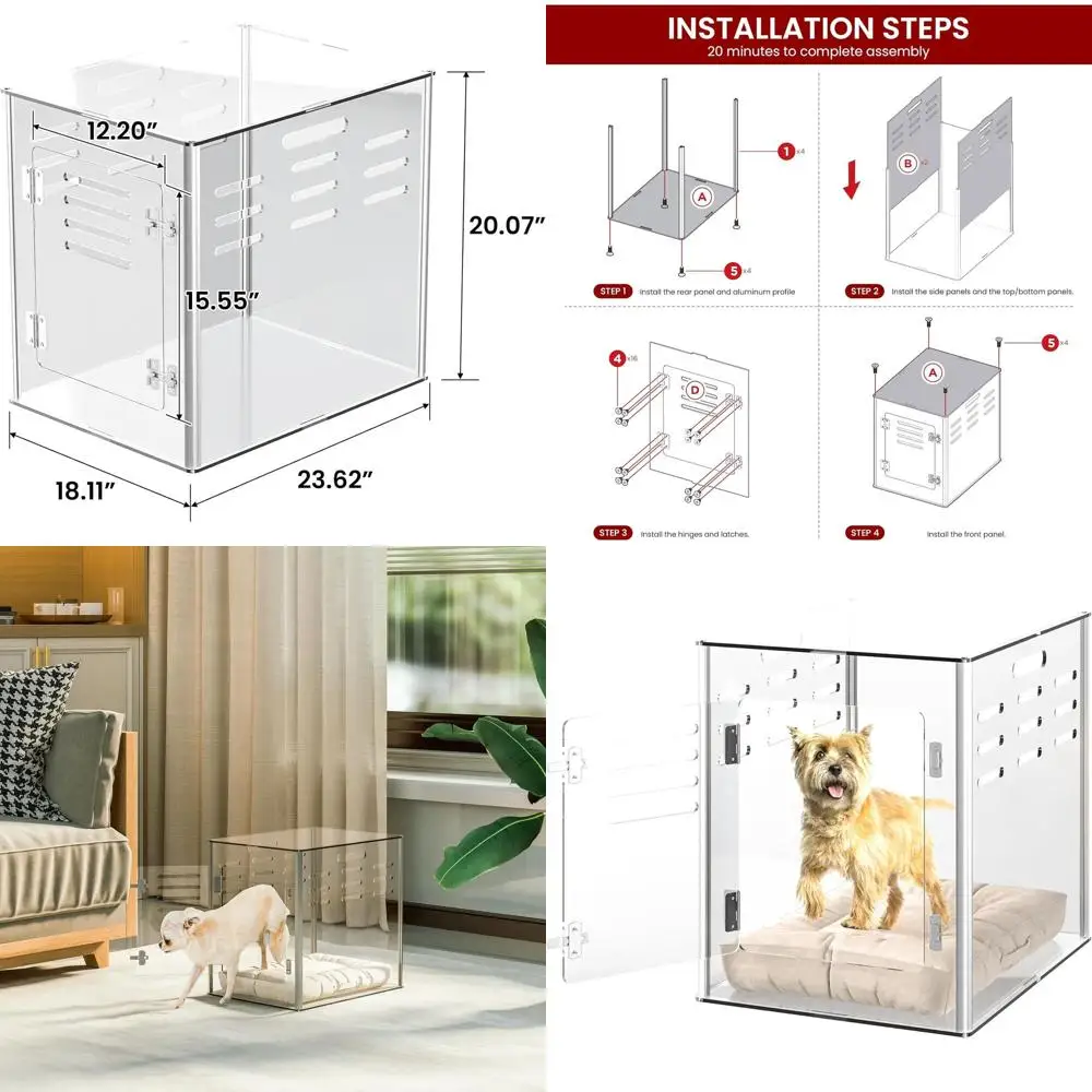 

Прозрачный акриловый вольер для собак с запираемой вентиляцией, 24Д x 18Ш x 20В (дюймы)