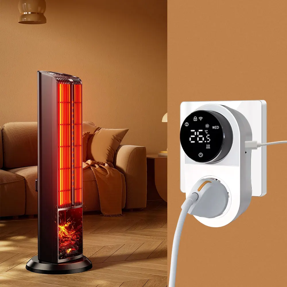 قابس ترموستات واي فاي ذكي مع شاشة LED للتحكم في التطبيقات ومقبس التحكم في درجة الحرارة القابل للبرمجة لأجهزة تبريد التدفئة