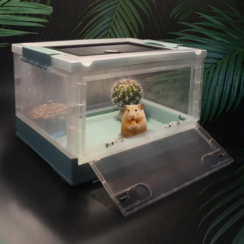 Mini Reptile Habitat Terrarium Transparent Portable Small Animal Incubation Box Reptile Feeding Habitat with Full View Visually