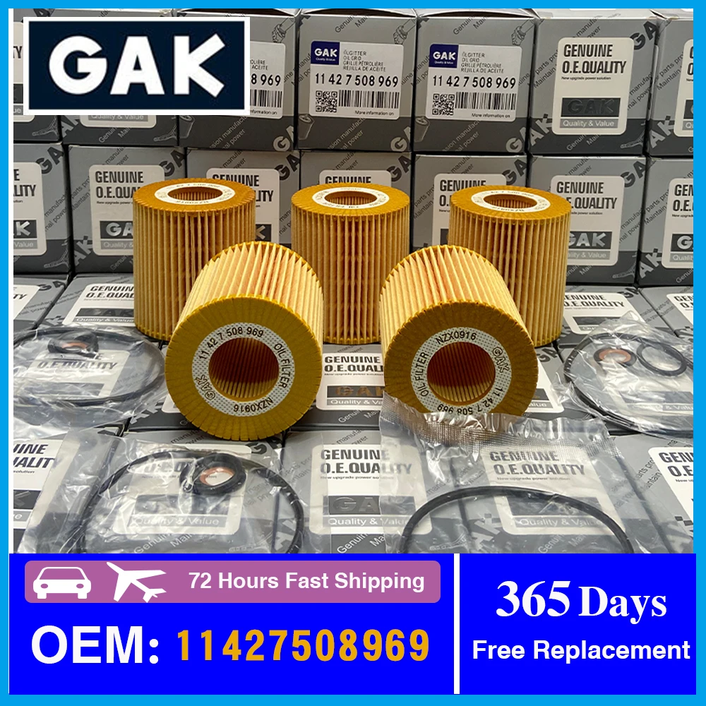 

GAK Oil Filter 11427508969 For BMW 5 Touring Z4 Roadster E85 E60 E61 520i 2006 2007 2008 2009 2010 1995cc 2.0L Engine Protector