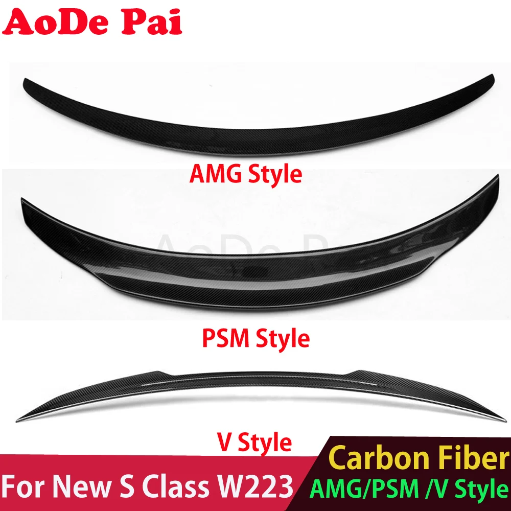 

AMG / V / PSM Style Real Carbon Fiber Trunk Wings Spoiler for Mercedes S Class W223 Sedan S480 S500 S680 2021+