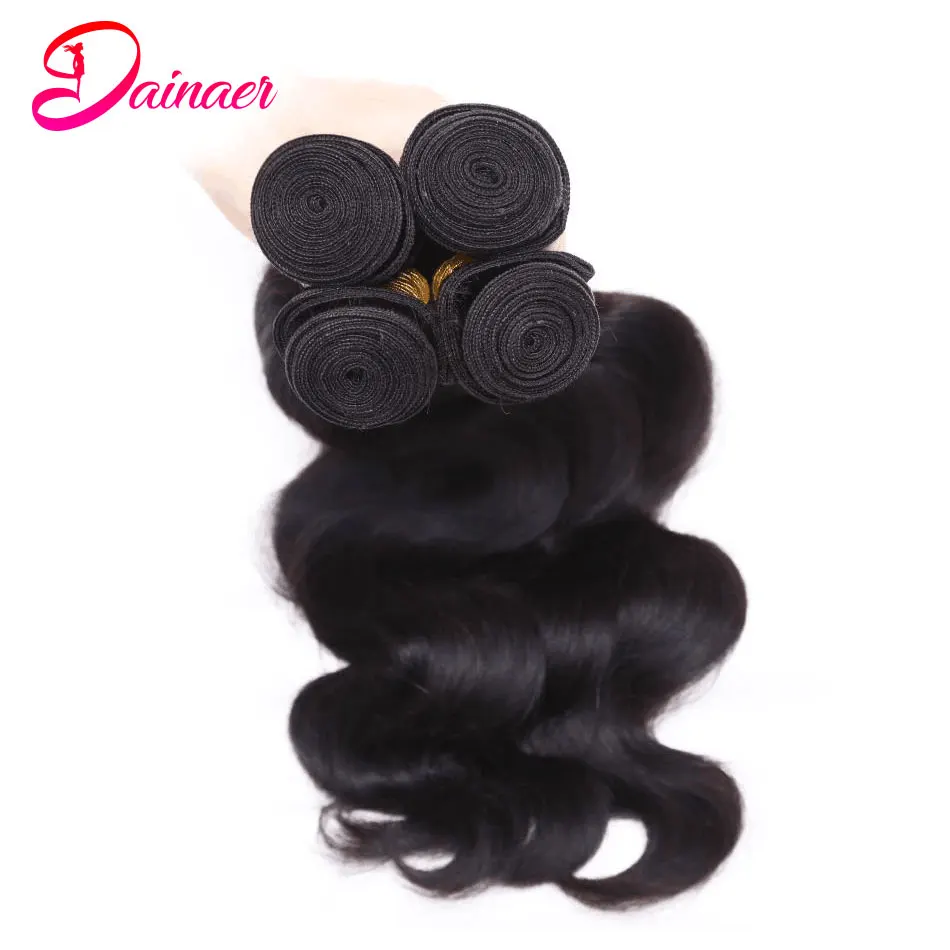 Body Wave Human Hair 4 Bundles Indian 100% Remy Natural Hair Extensions For Women Human Hair Body Wave Bundles Thick Ends