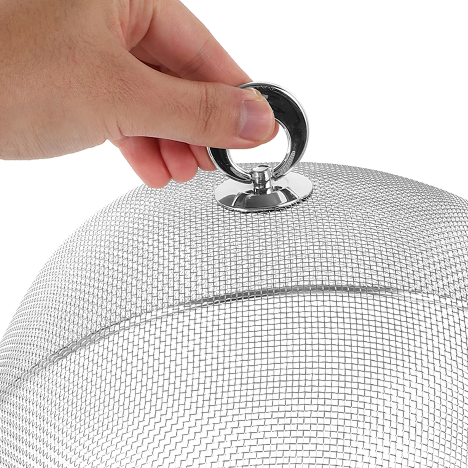 

1pc Stainless Steel Food Cover 28Cm Silver Foldable For Bbq Picnic Camping Mosquito Proof Kitchen Dining Tableware Set Accessory