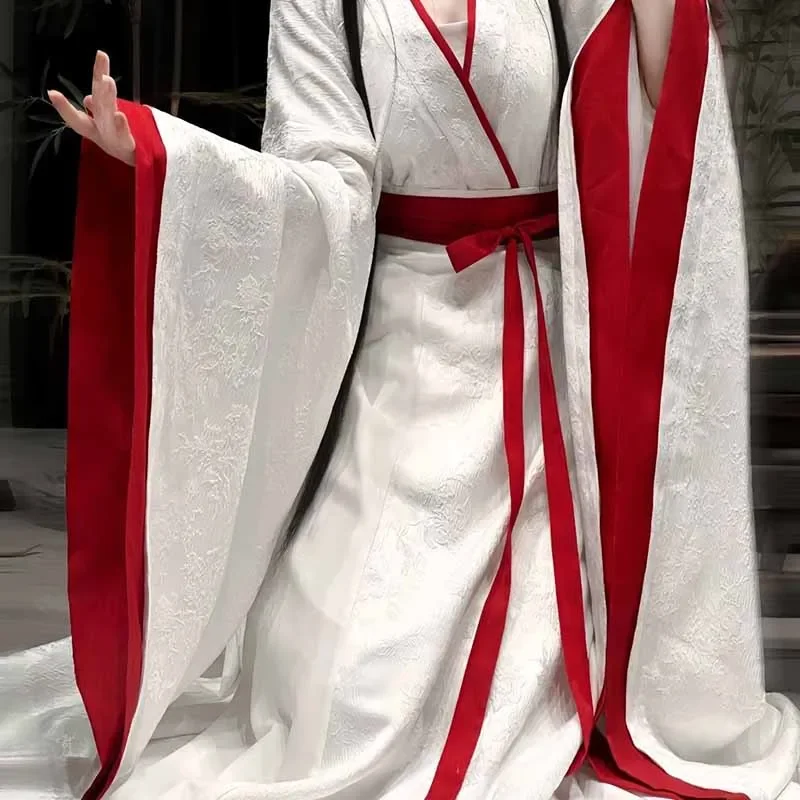 فستان هانفو الصيني للنساء أزياء الهالوين كرنفال التأثيرية أزياء حفلات نسائية أطقم هانفو البيضاء القديمة مقاس XL