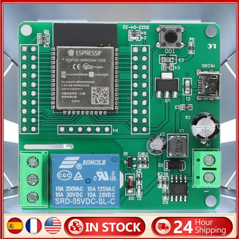 

ESP32 ESP32-WROOM Макетная плата 1/2/8-канальная плата вторичной разработки постоянного тока 5-30/60 В ESP32 WIFI BT BLE Релейный модуль