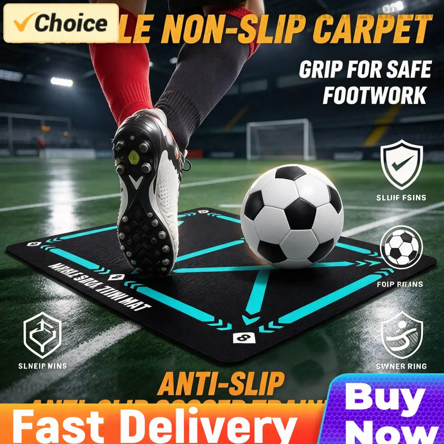 Football Training Mat Foldable Non-Slip Football Footstep Training Rug Wear- Football Play Area Rug Gifts 90cm
