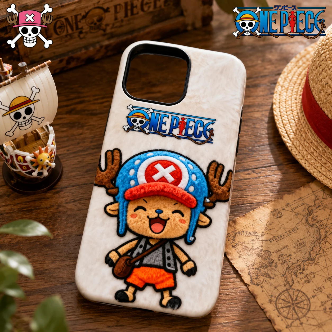One Piece Tony Tony Chopper Phone Case Anime Cartoon Plastic Case Non-Plush Cute Chopper Character Protective Cover for iPhone