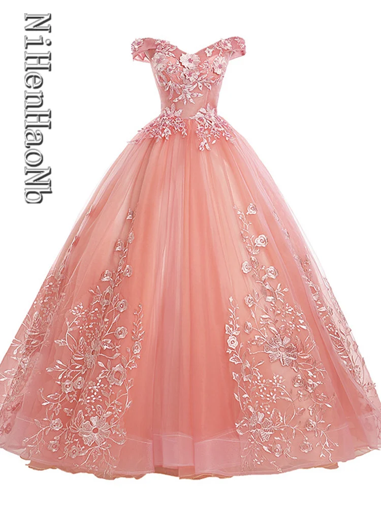 Quinceanera Dresses Sweet Party Prom Dress Luxury Lace Off Shoulder Ball Gown 13 Colors Vestidos