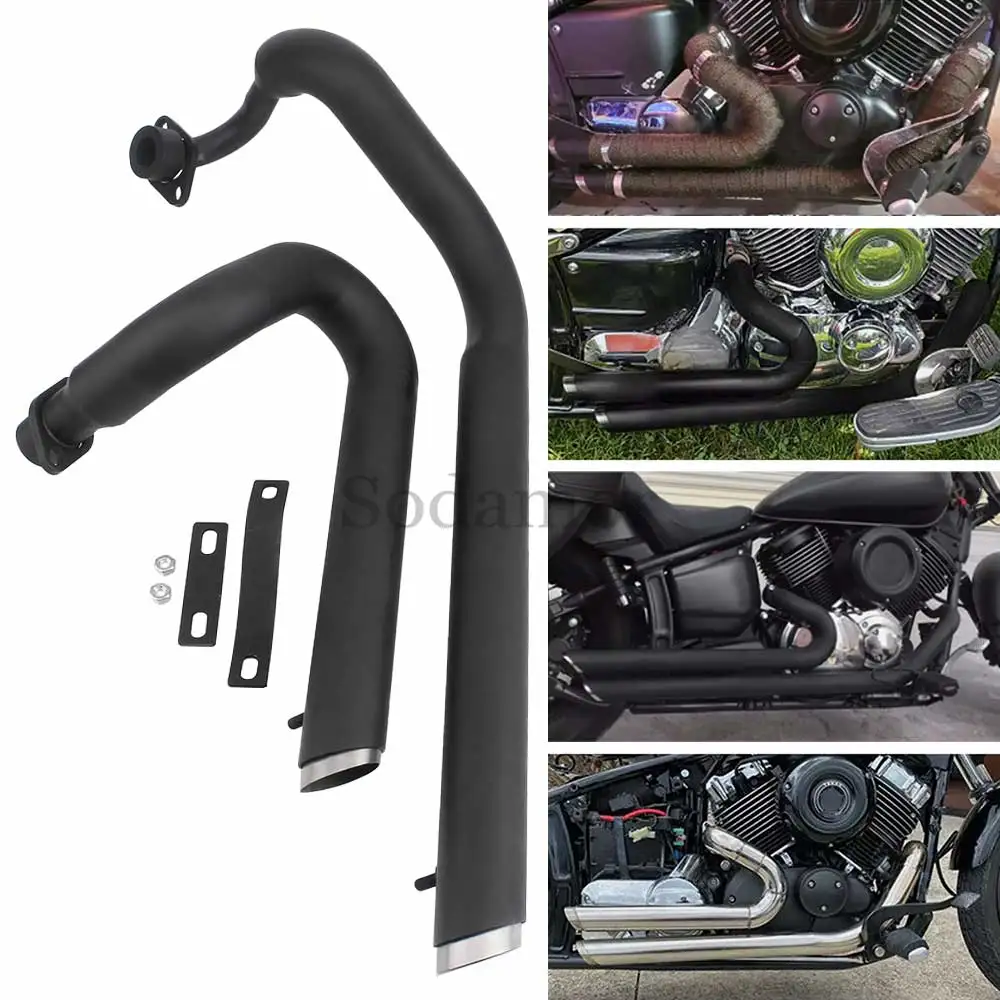 For Yamaha DRAGSTAR 400 XVS400 V-Star400 All Years MotorcycleExhaust Full System Silencer Tube Muffler Pipe Aluminum Alloy Black